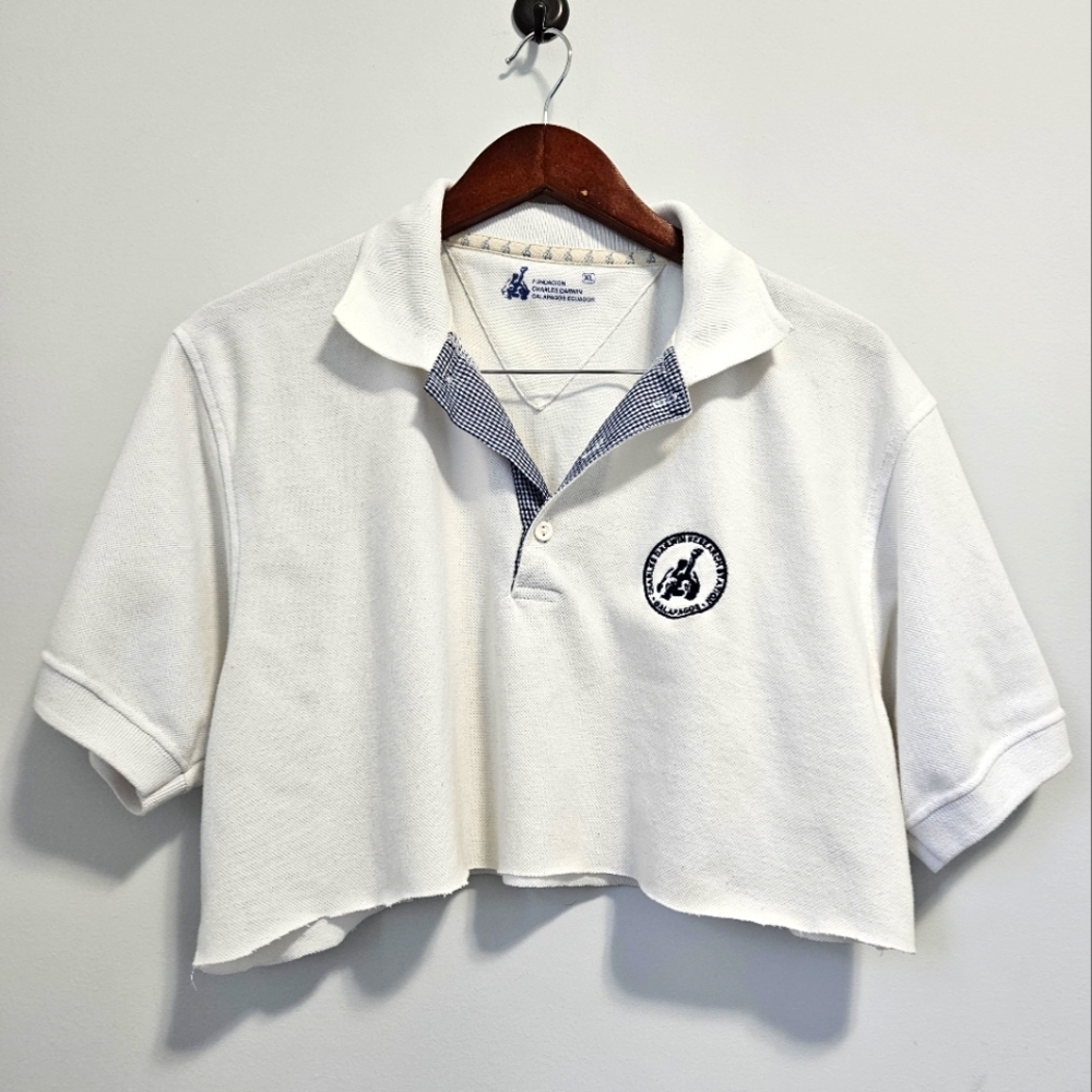 Charles Darwin Vintage Cropped Polo Shirt - Size US XL
